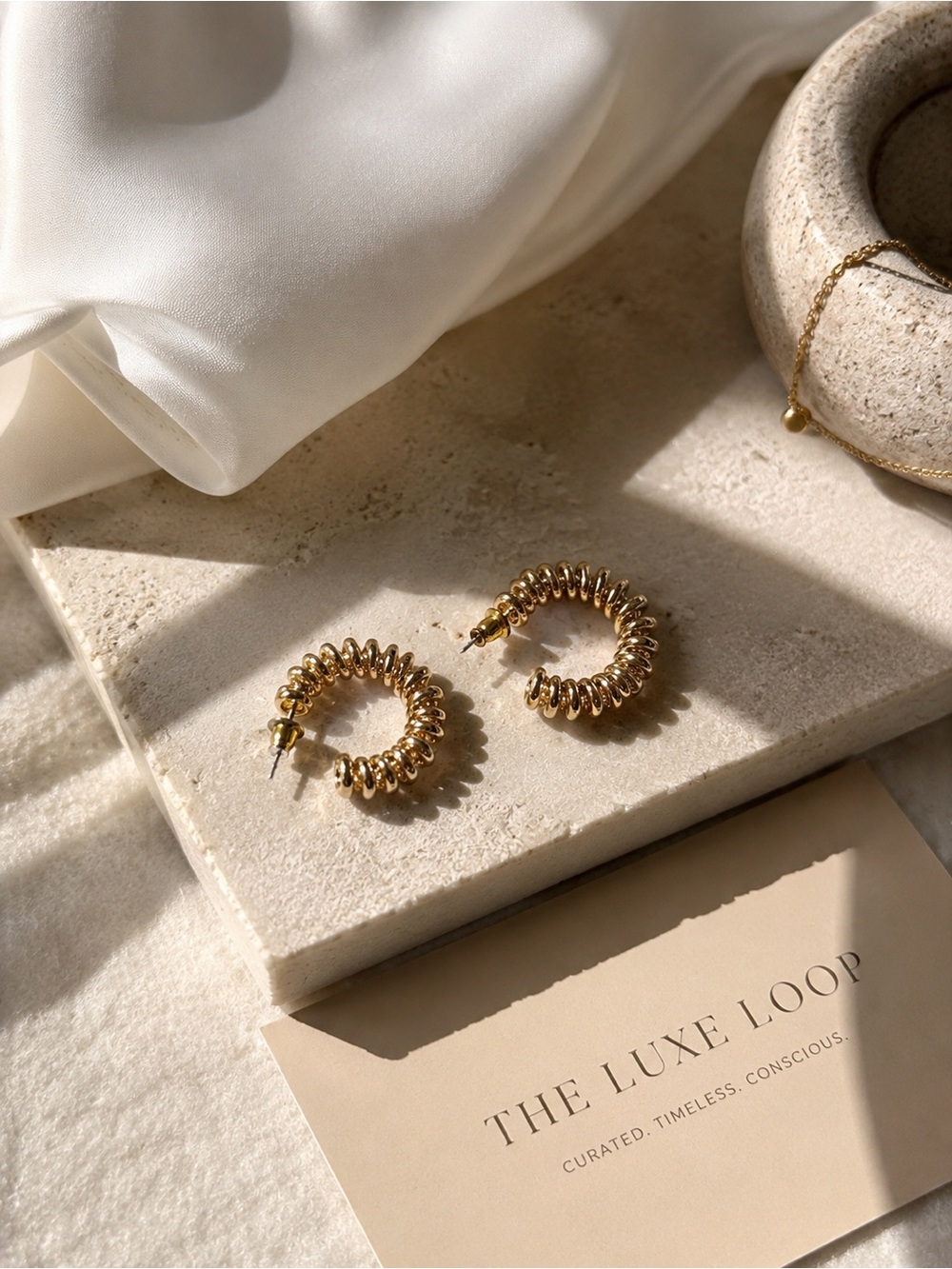 Gold Spiral Hoop Earrings by